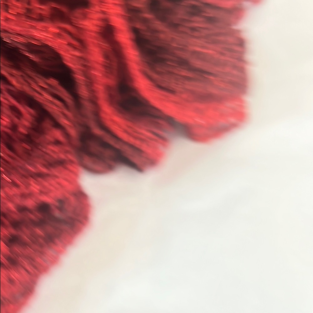 Elegant Red Ruffled Lacey Scarf - Picture 2 of 3